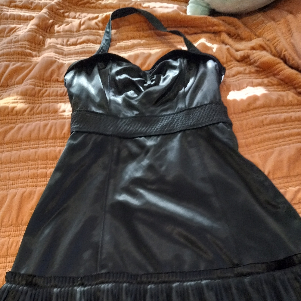 Marc Jacobs Black Satin Mini Halter Dress | 8 - Picture 5 of 16